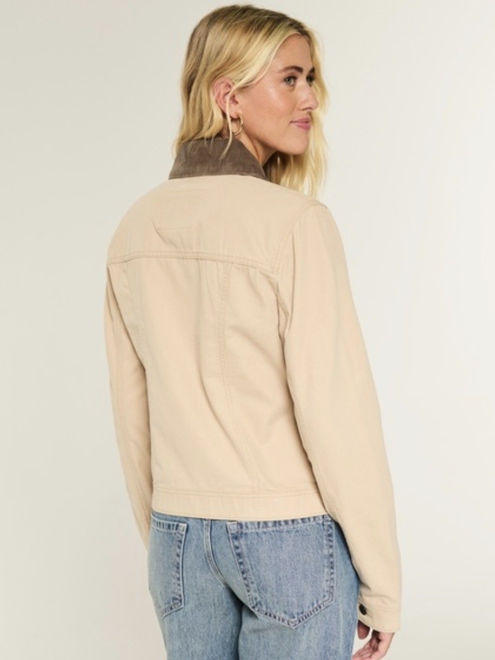 Hollister Women's Beige Zip-Front Jacket with Brown Collar NWOT Size XL - Picture 2 of 2
